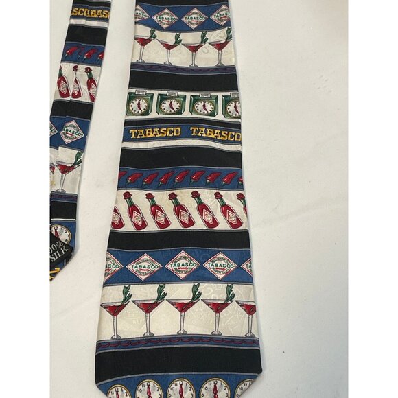 Tabasco Sauce neck tie 57" cocktail drink peppers time made USA silk - Picture 6 of 10